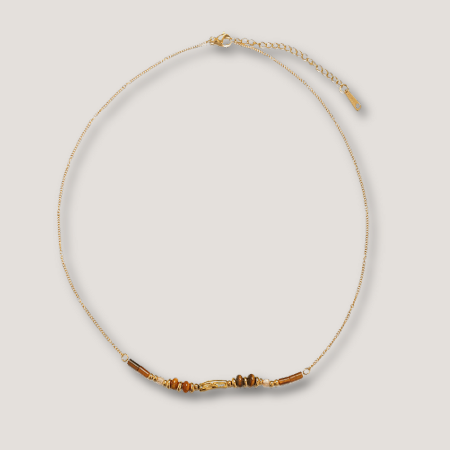 Tiger Eye Gold Beaded Necklace
