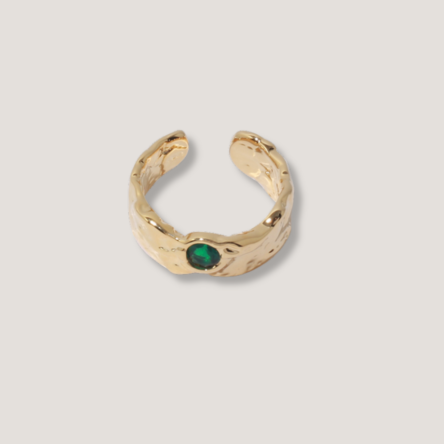 18K Gold Textured Zircon Ring