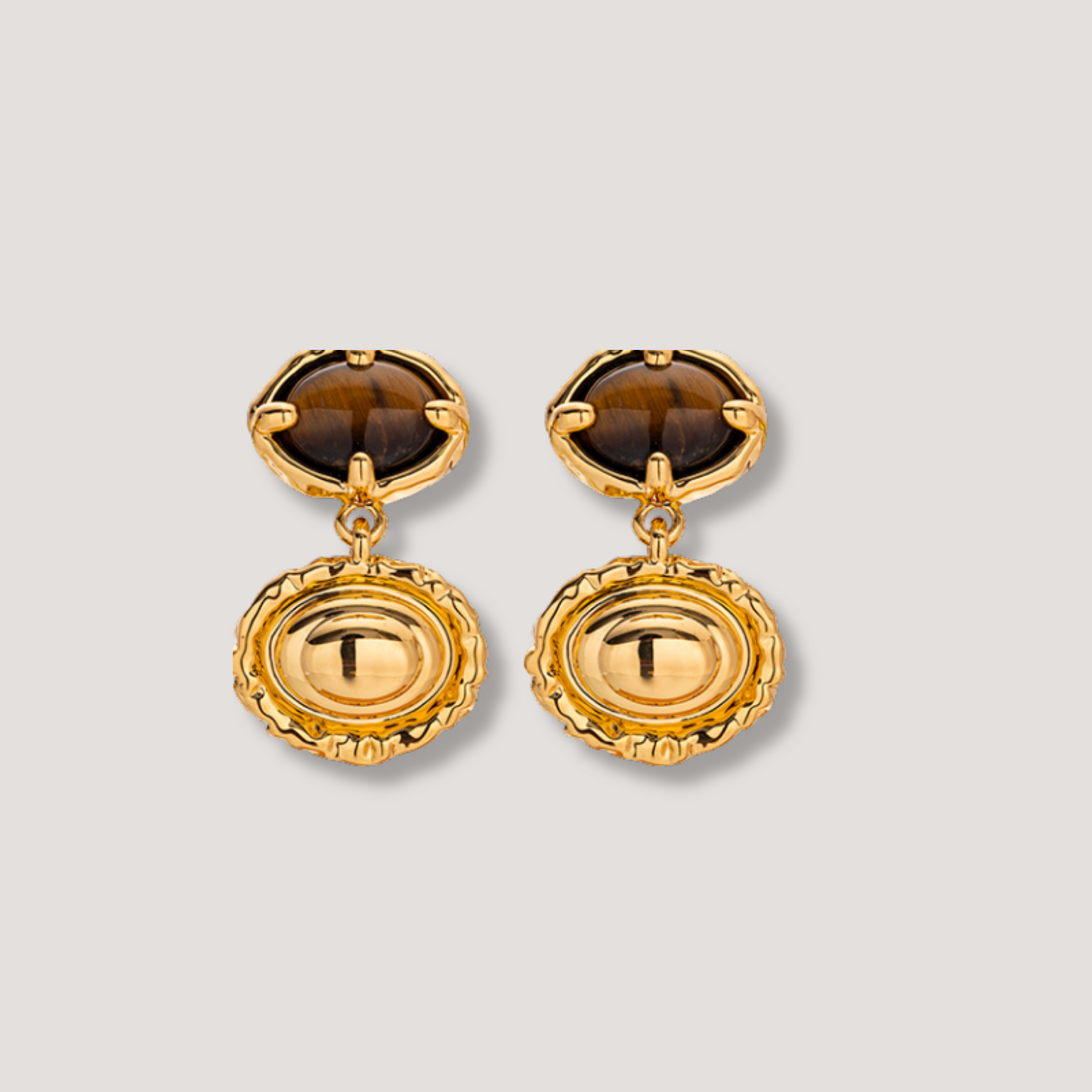 Gold Tiger’s Eye Drop Earrings