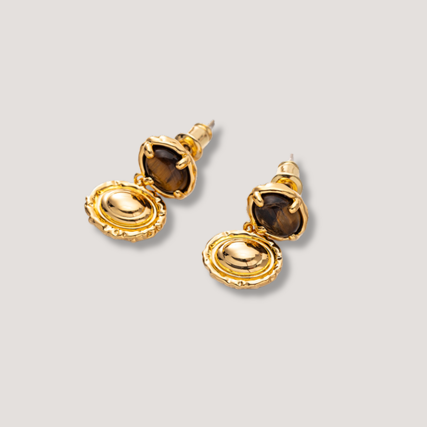 Gold Tiger’s Eye Drop Earrings