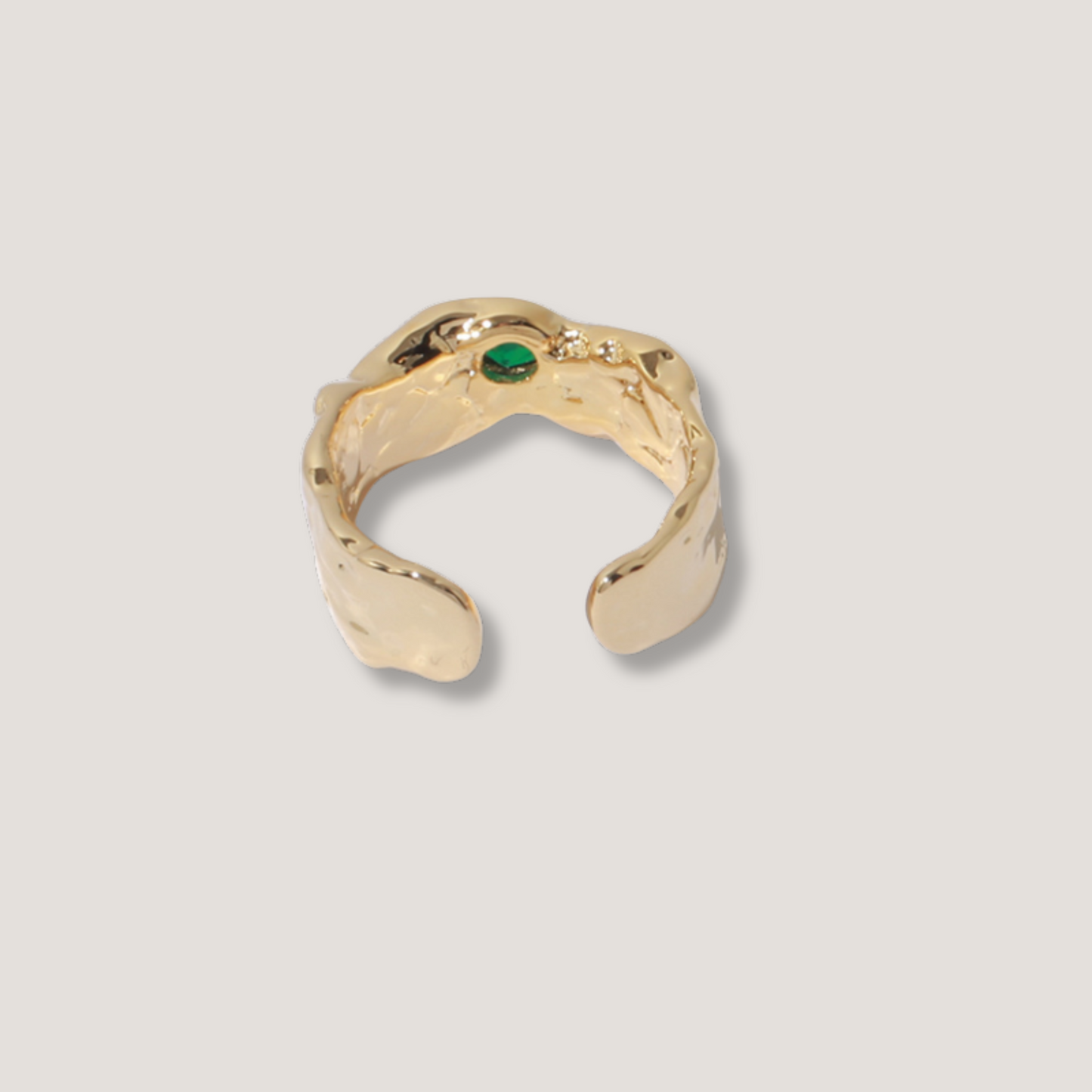 18K Gold Textured Zircon Ring