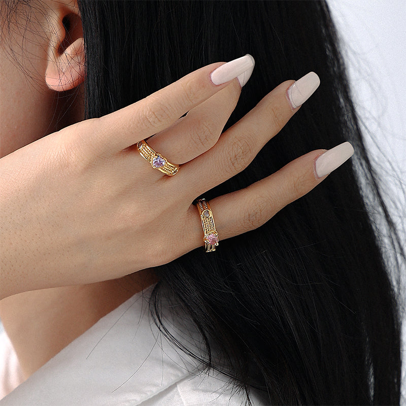 Gold and Amethyst Adjustable Ring