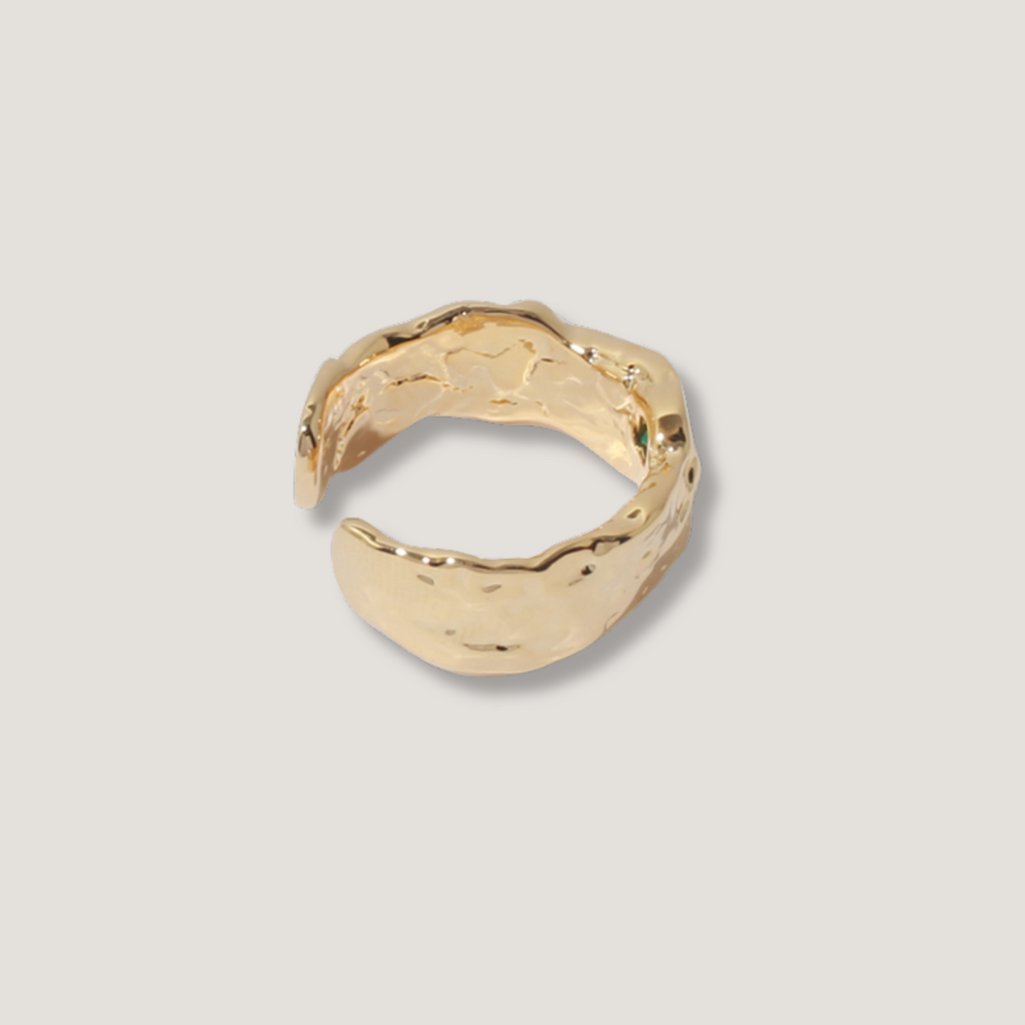 18K Gold Textured Zircon Ring