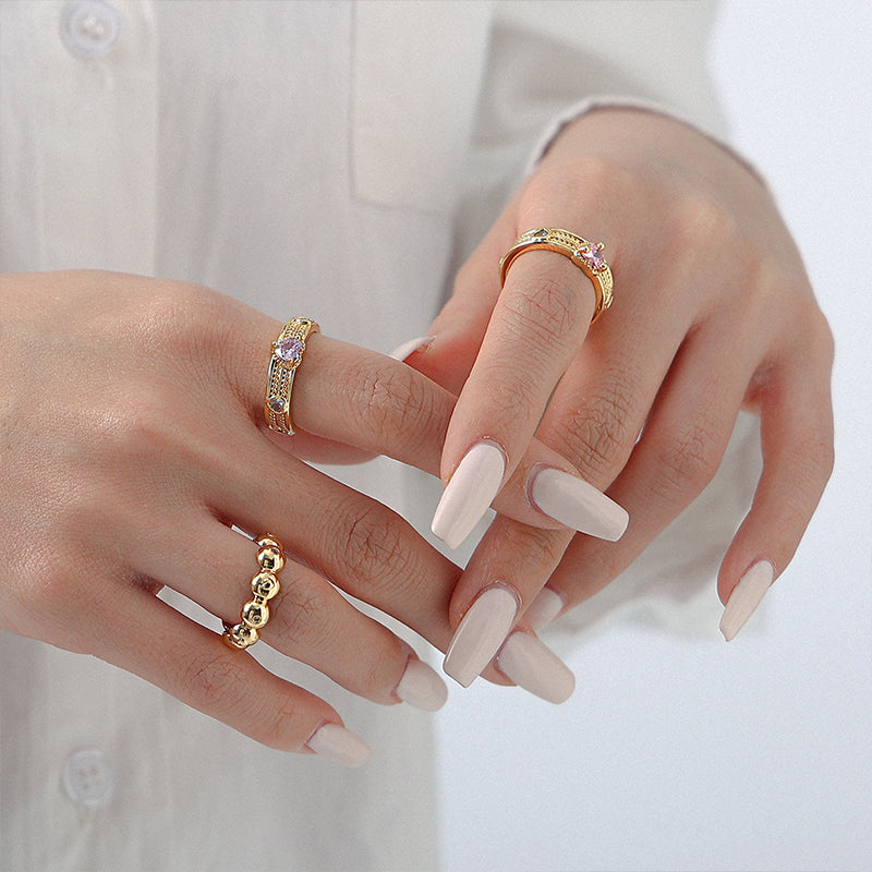 Gold and Amethyst Adjustable Ring