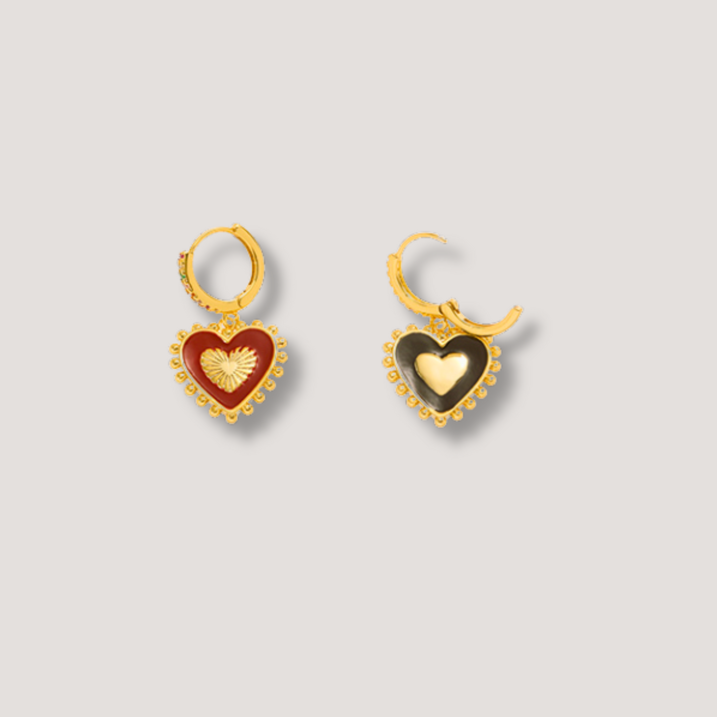 Vintage Double Sided Heart Earrings