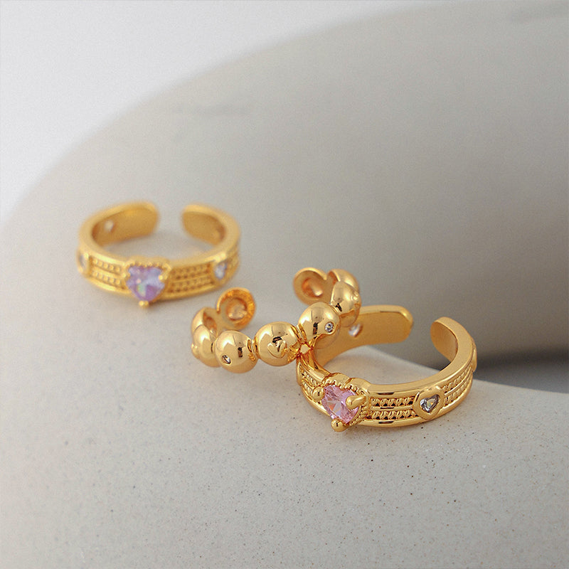 Gold and Amethyst Adjustable Ring