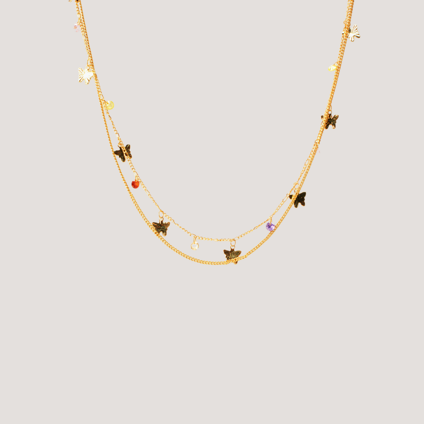Gold Butterfly Layered Necklace
