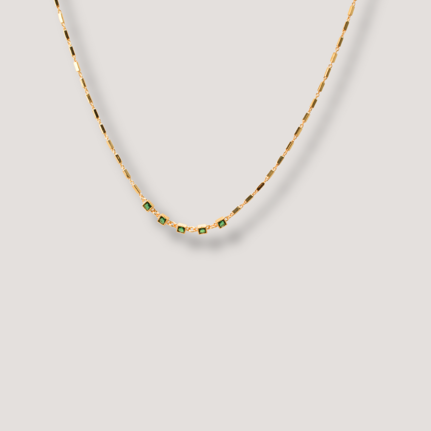 Enchanted Emerald Green Gold Necklace