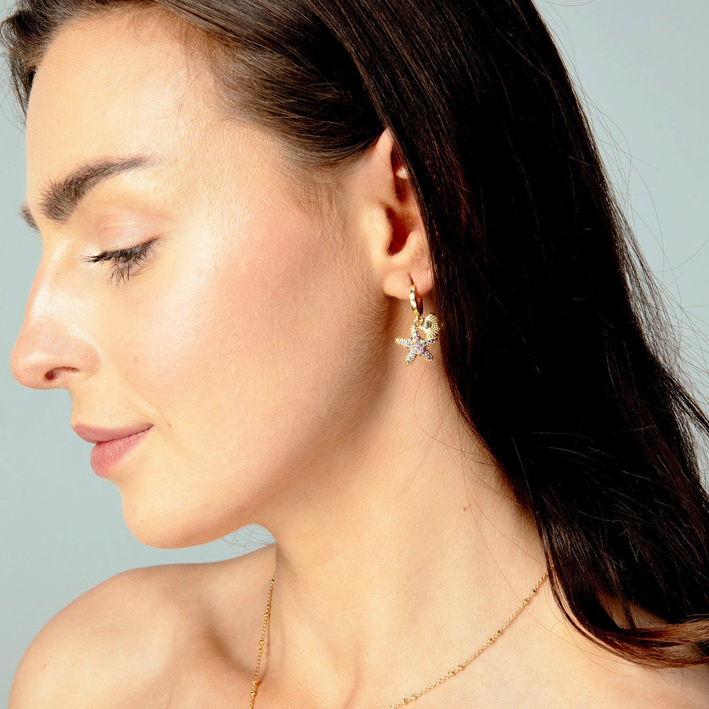 Gold Starfish Hoop Earrings
