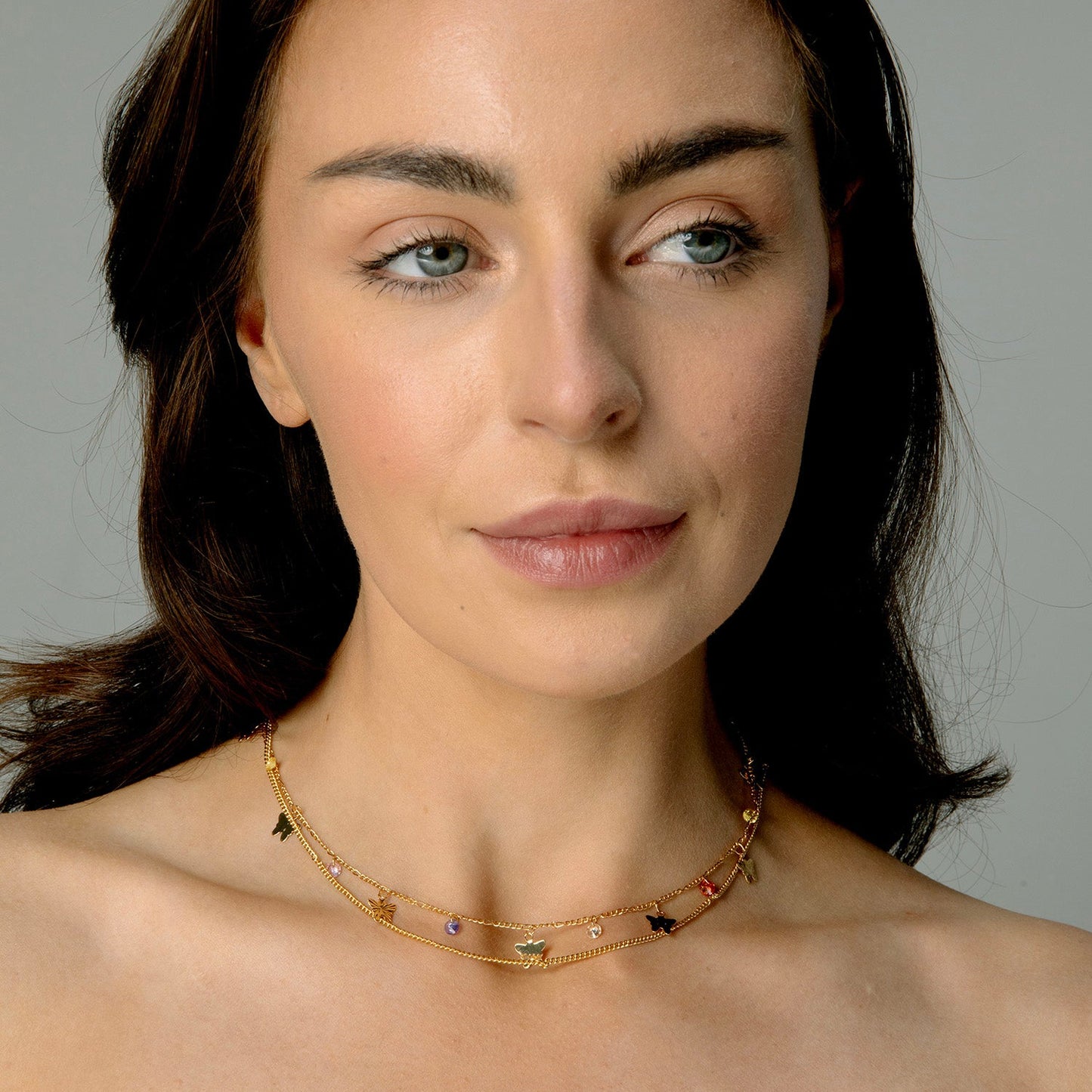 Gold Butterfly Layered Necklace