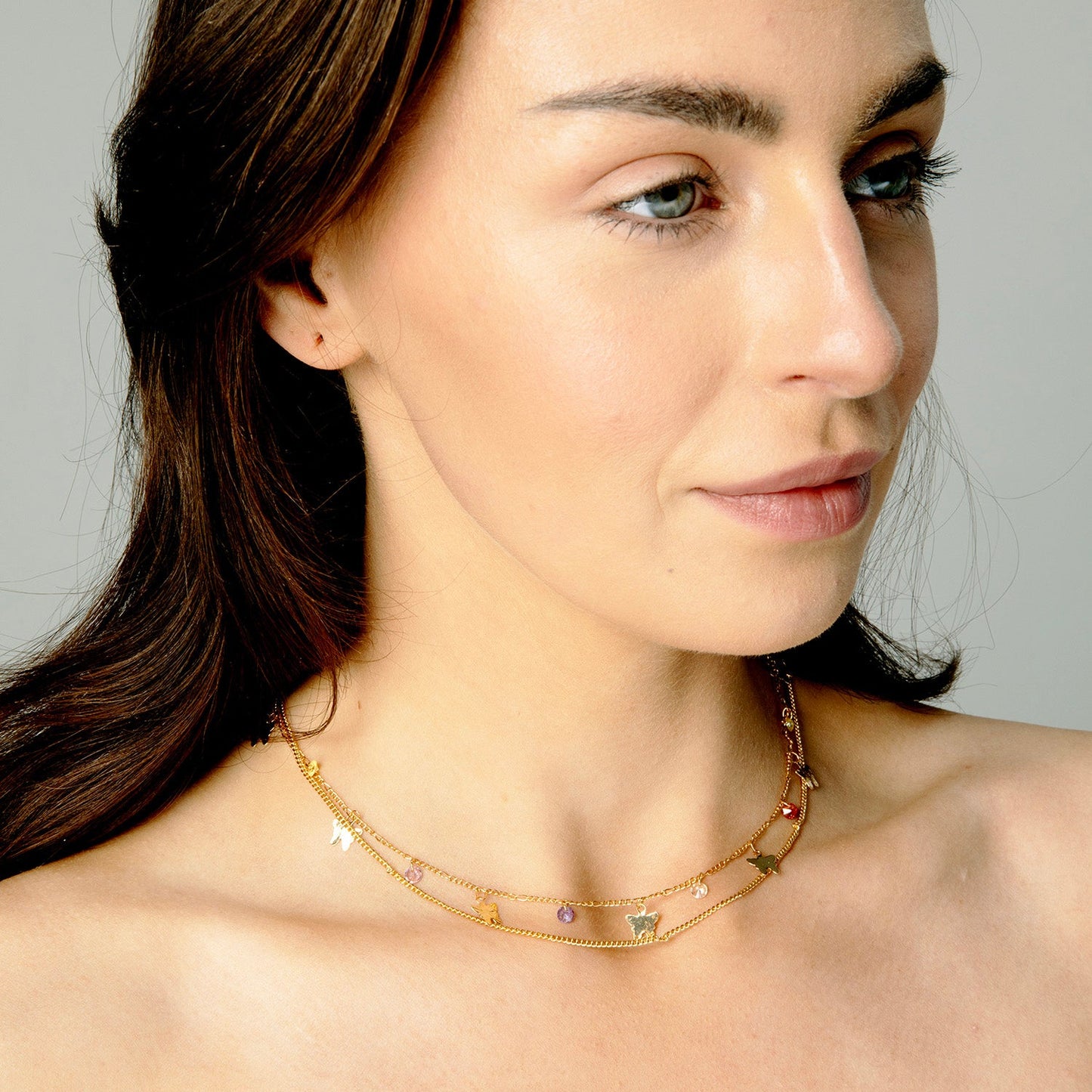 Gold Butterfly Layered Necklace