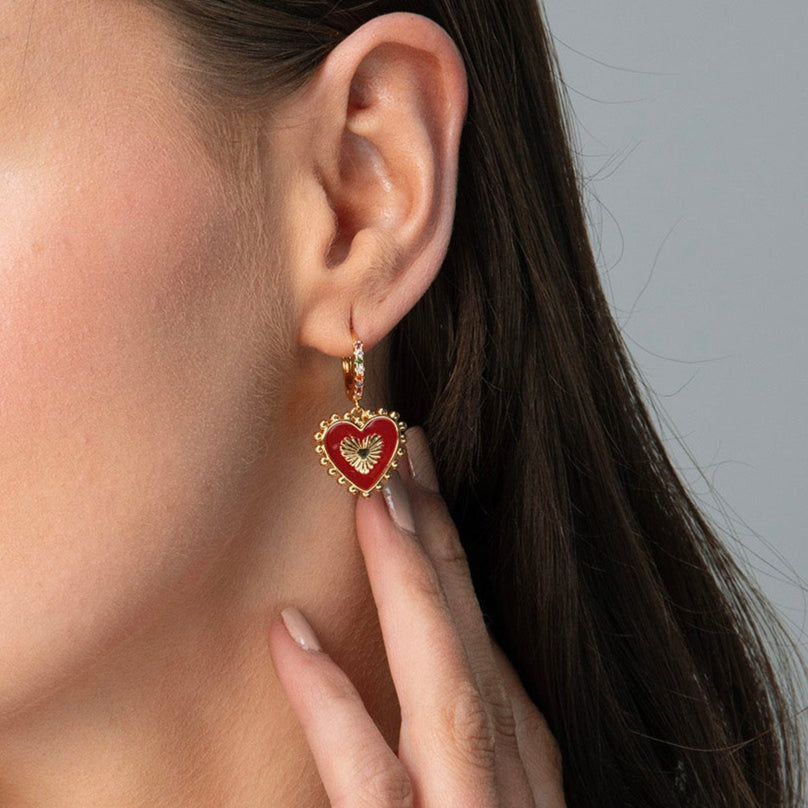 Vintage Double Sided Heart Earrings