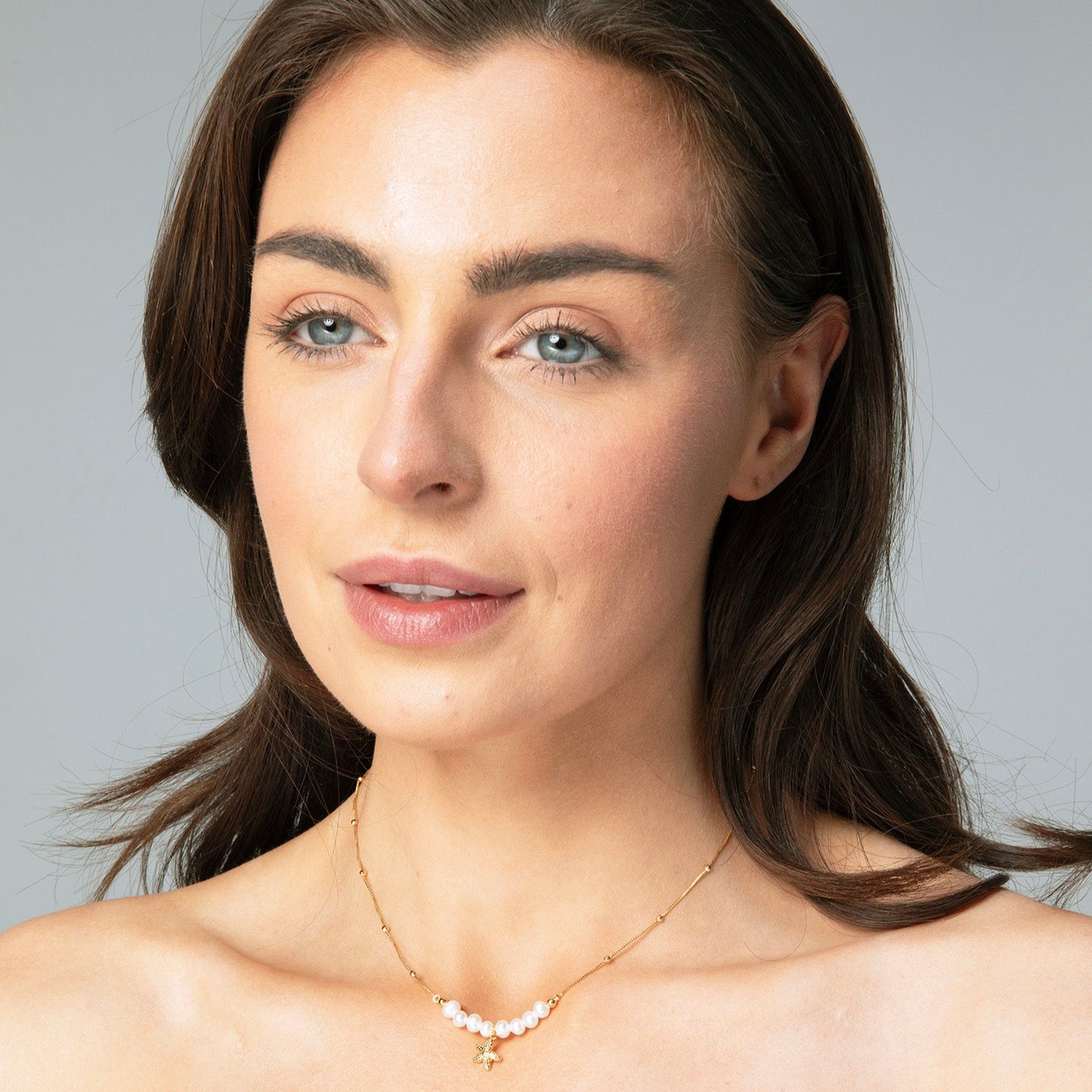 Gold Pearl Starfish Necklace