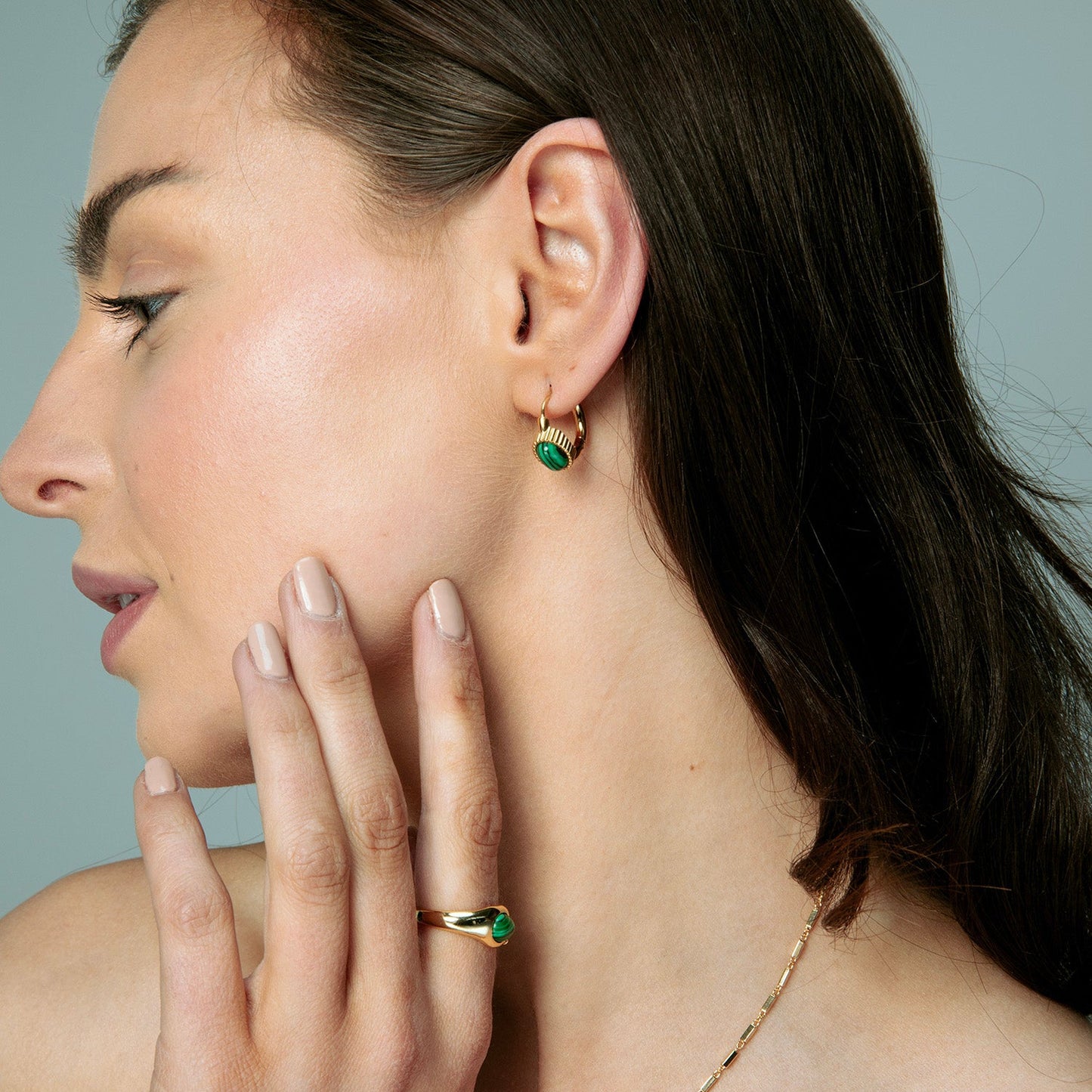 18K Gold Malachite Lazurite Ring