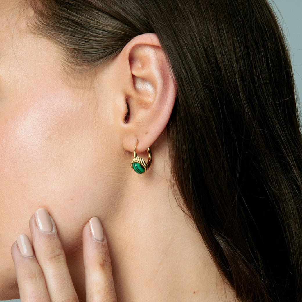 Gold Malachite Earrings