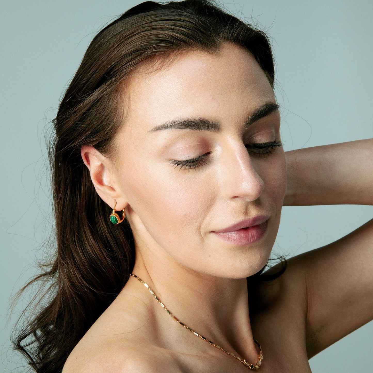 Gold Malachite Earrings