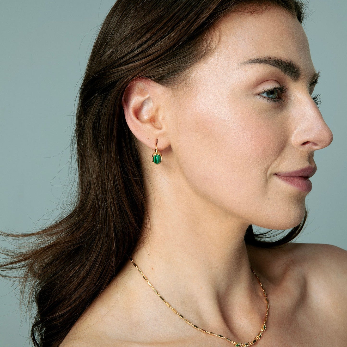 Gold Malachite Earrings