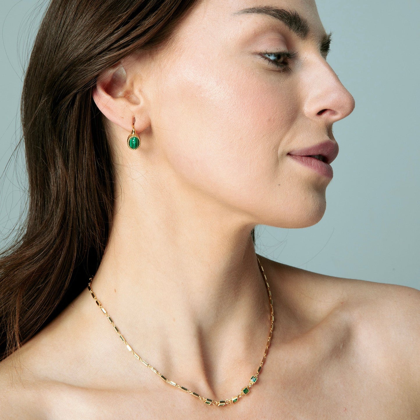 Enchanted Emerald Green Gold Necklace