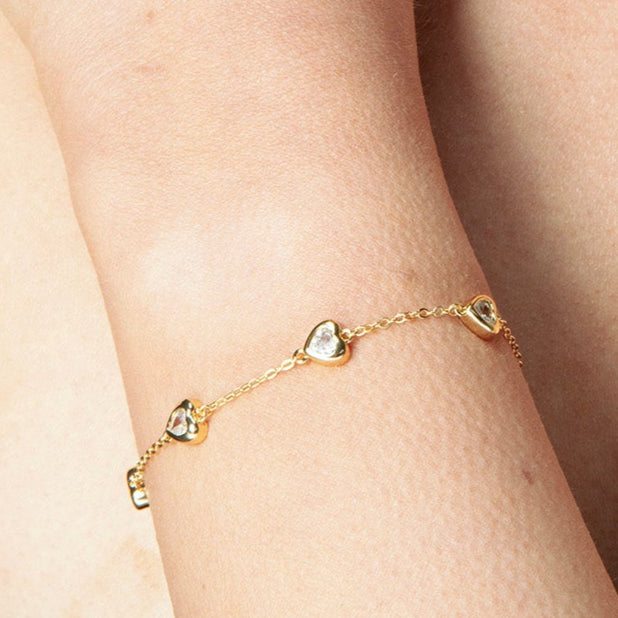 Elegant Gold Heart Bracelet with Crystal Accents