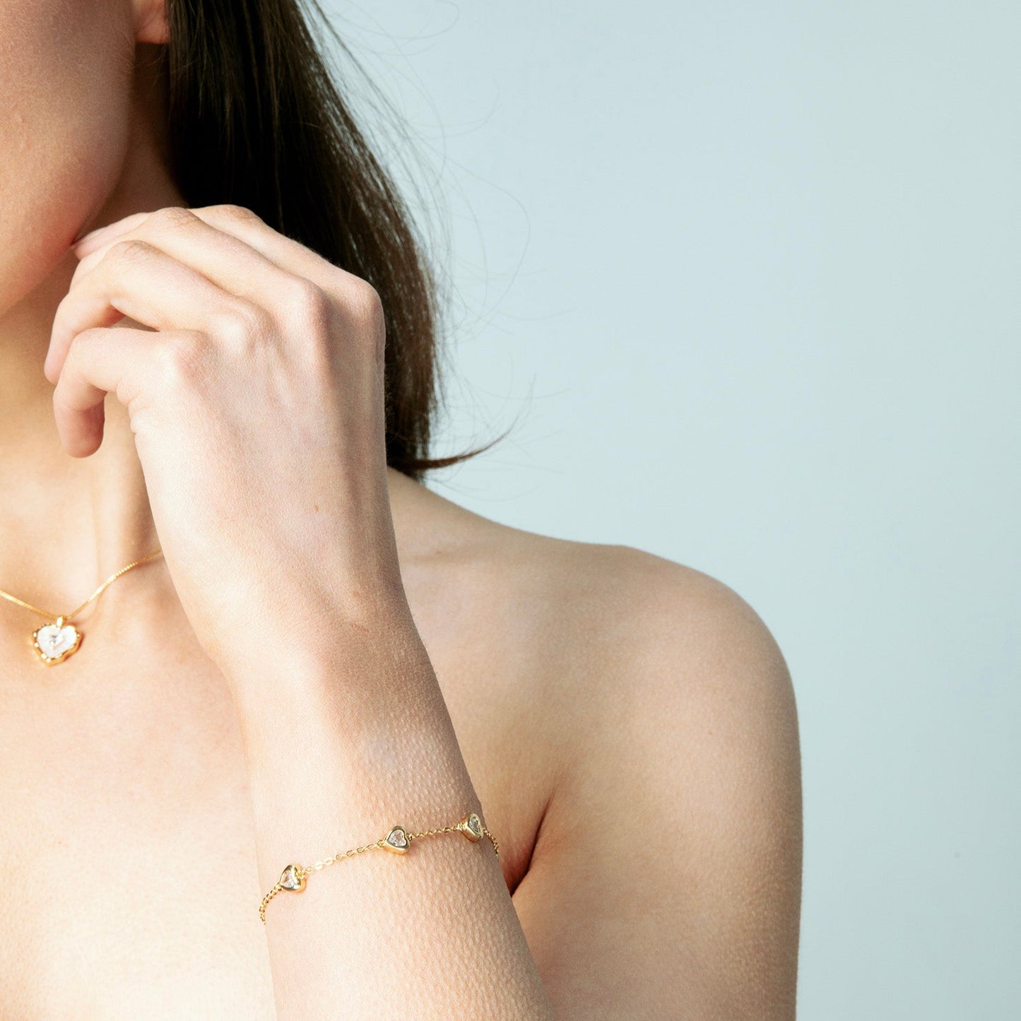 Elegant Gold Heart Bracelet with Crystal Accents