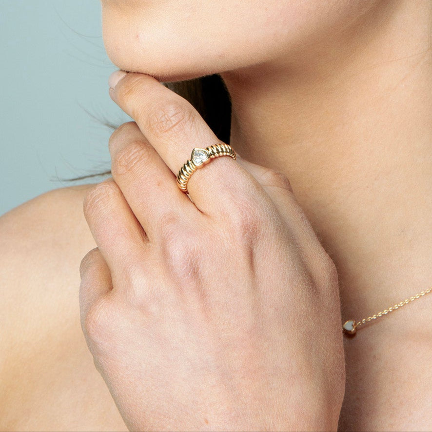 Gold and Amethyst Heart Ring