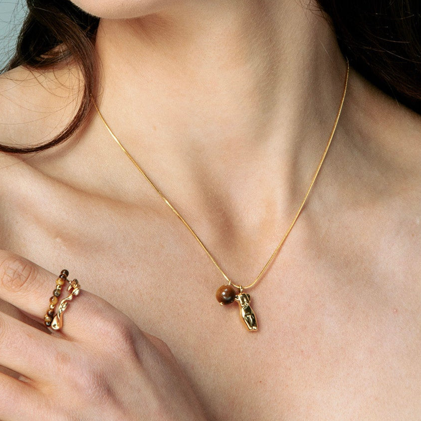 Gold Female Body Pendant Necklace