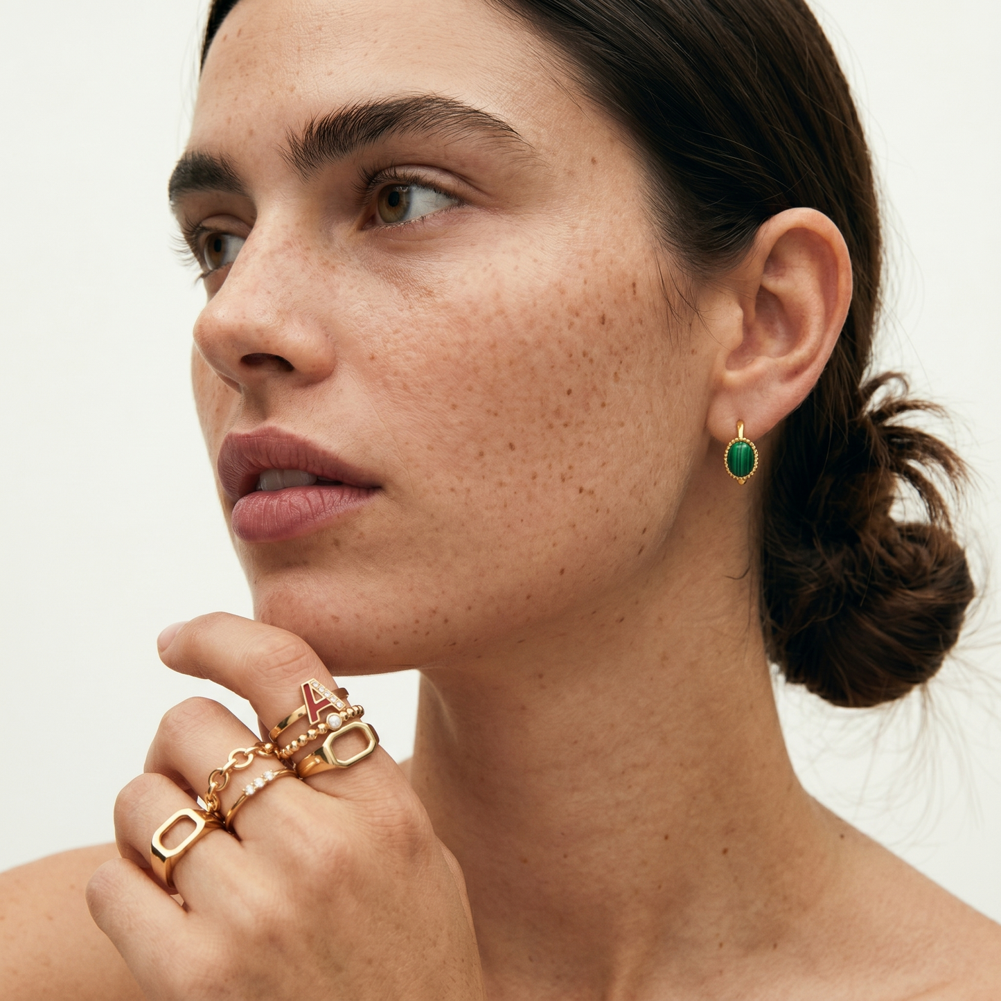Gold Malachite Earrings