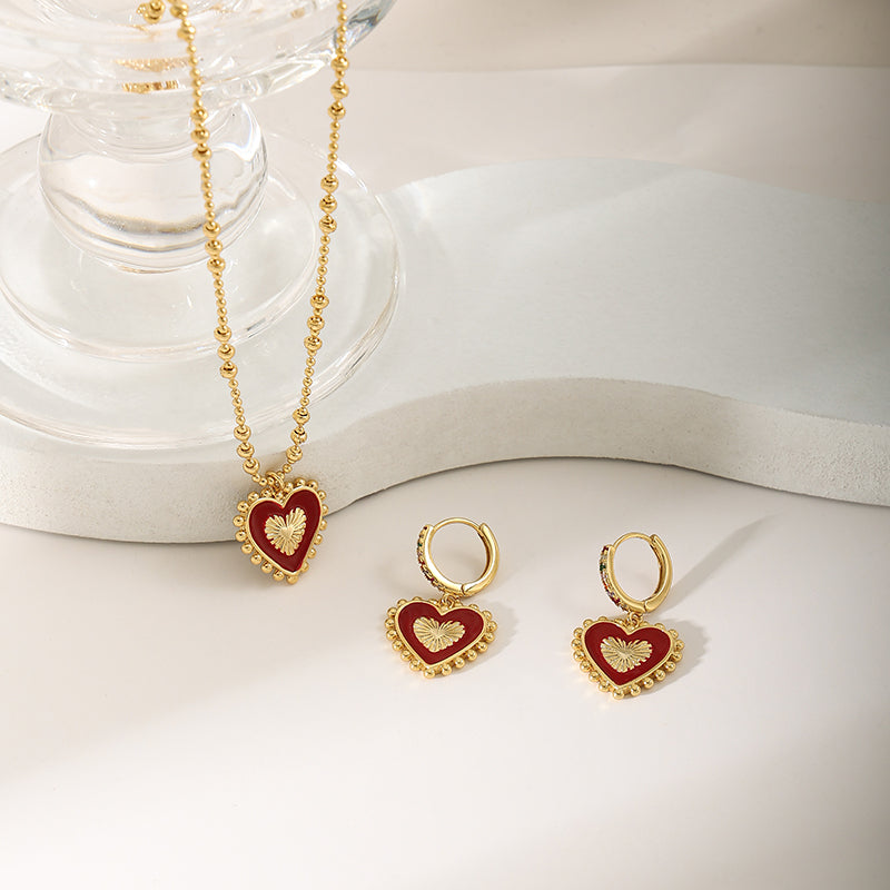 Vintage Double Sided Heart Earrings