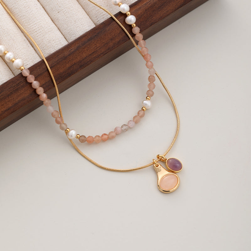 Gold Gemstone Drop Necklace