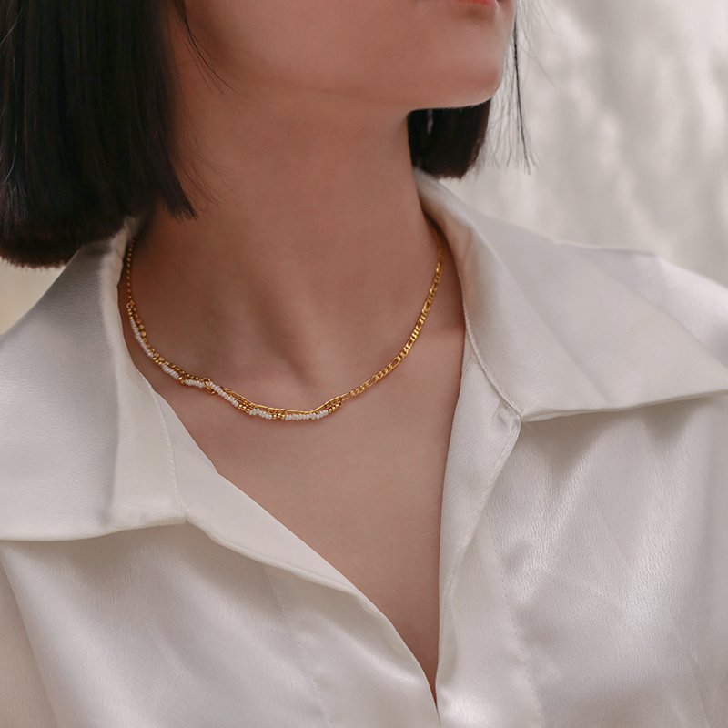 Double Chain Pearl Necklace