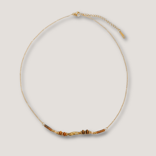 Tiger Eye Gold Beaded Necklace