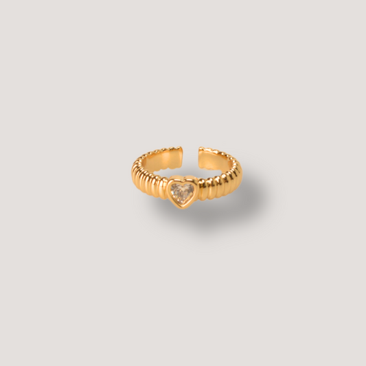 Gold and Amethyst Heart Ring