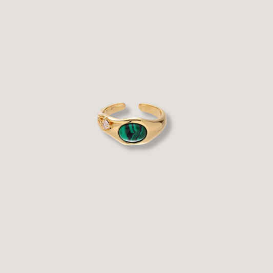 18K Gold Malachite Lazurite Ring