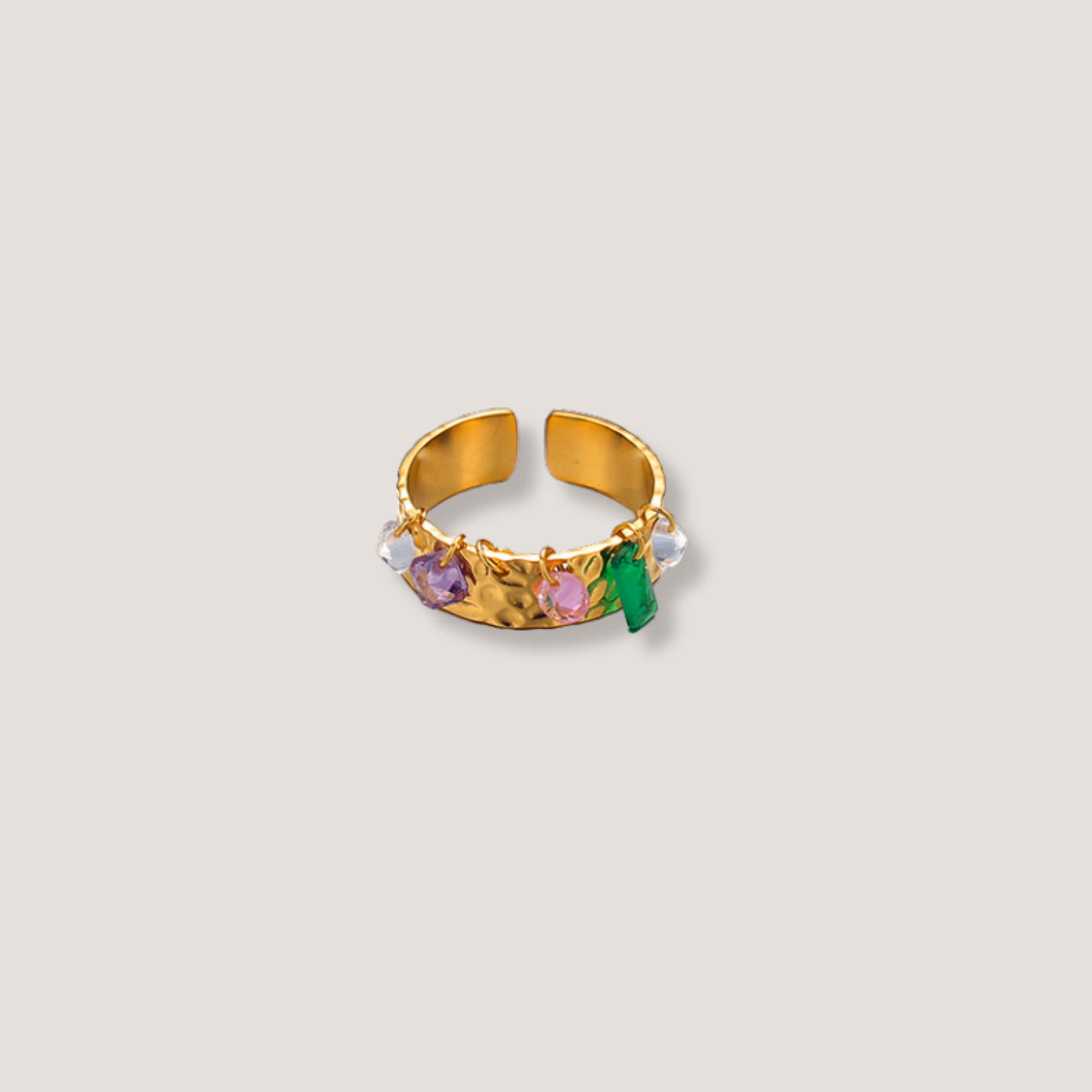 Gold Gemstone Charm Ring