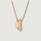 Gold Pendant Necklace with Freshwater Pearl and Zircon Charm