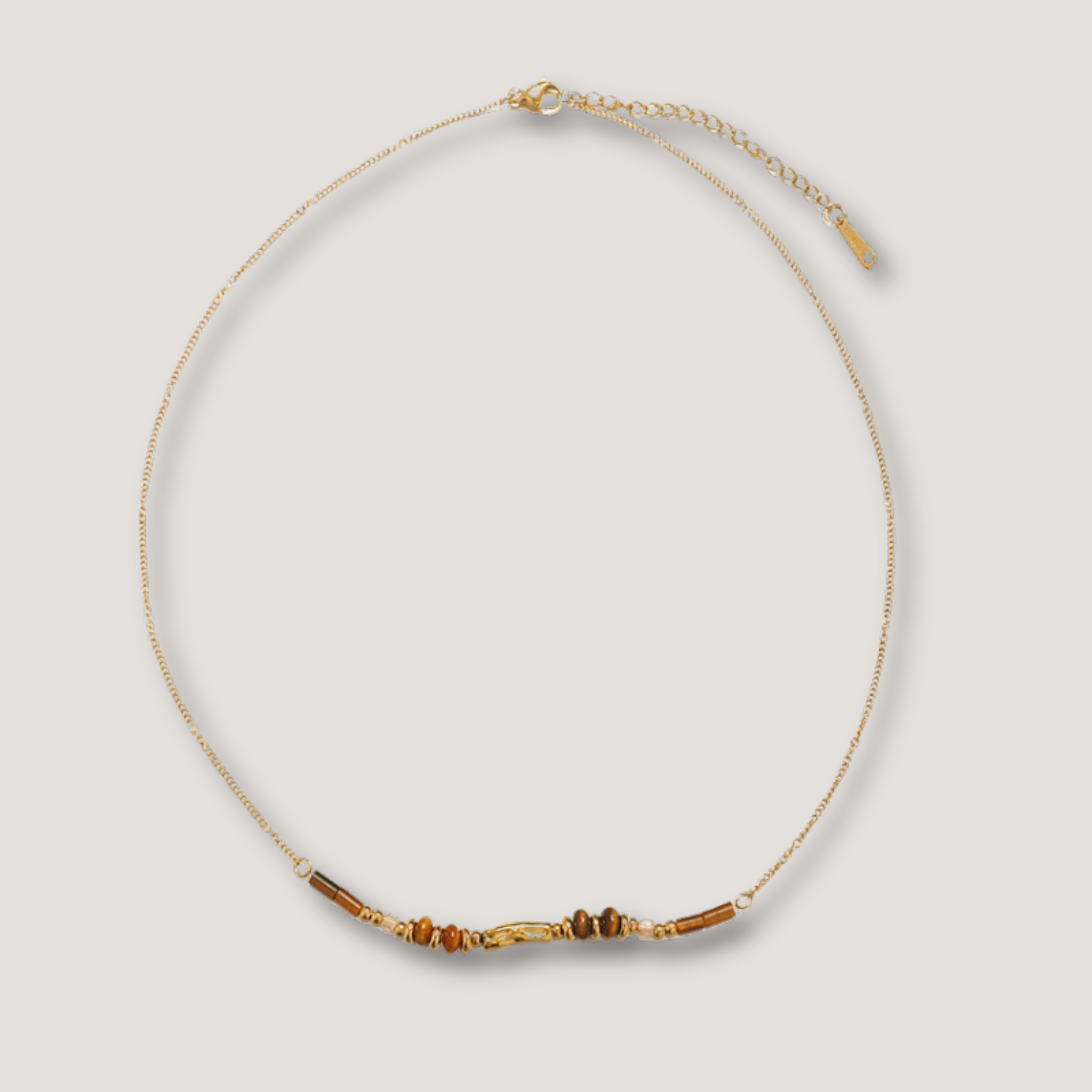 Tiger Eye Gold Beaded Necklace