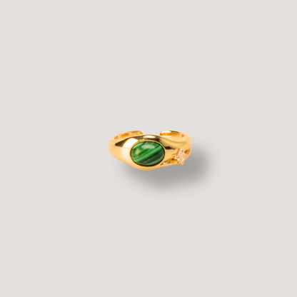 18K Gold Malachite Lazurite Ring