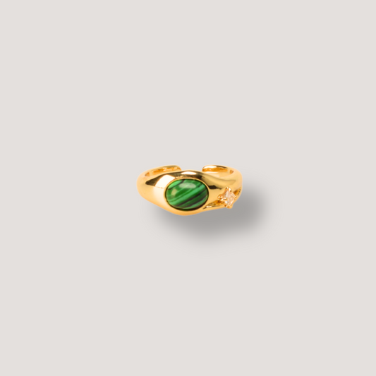 18K Gold Malachite Lazurite Ring