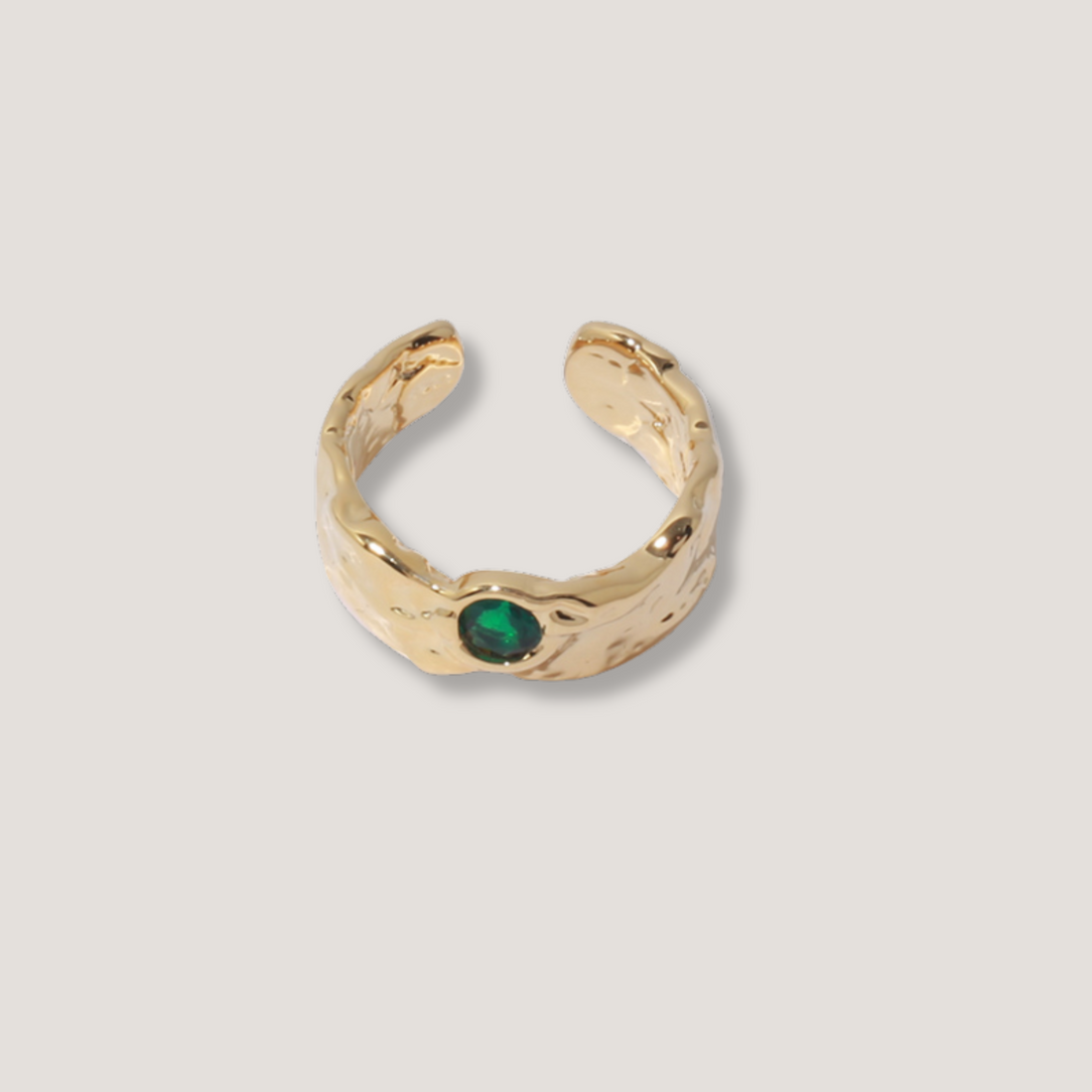 18K Gold Textured Zircon Ring