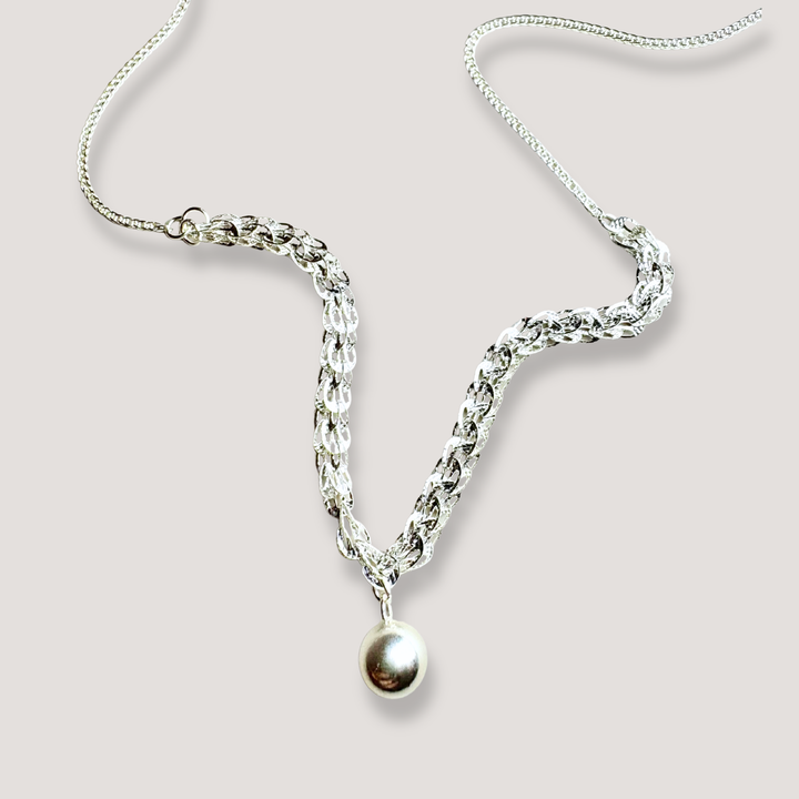 925 Sterling Silver Double Layer Necklace with Round Charm - s925 Silver