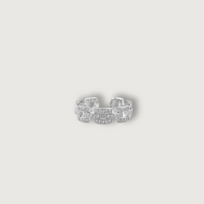 Platinum Plated Chain Style Open End Ring