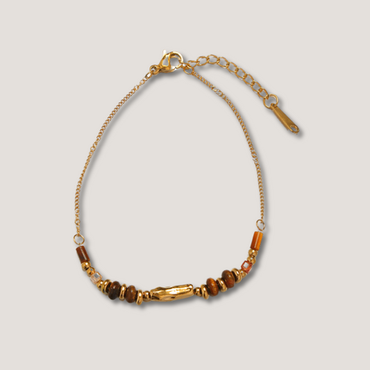 Tiger Eye Gold Beaded Bracelet