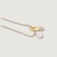 Gold Pendant Necklace with Freshwater Pearl and Zircon Charm