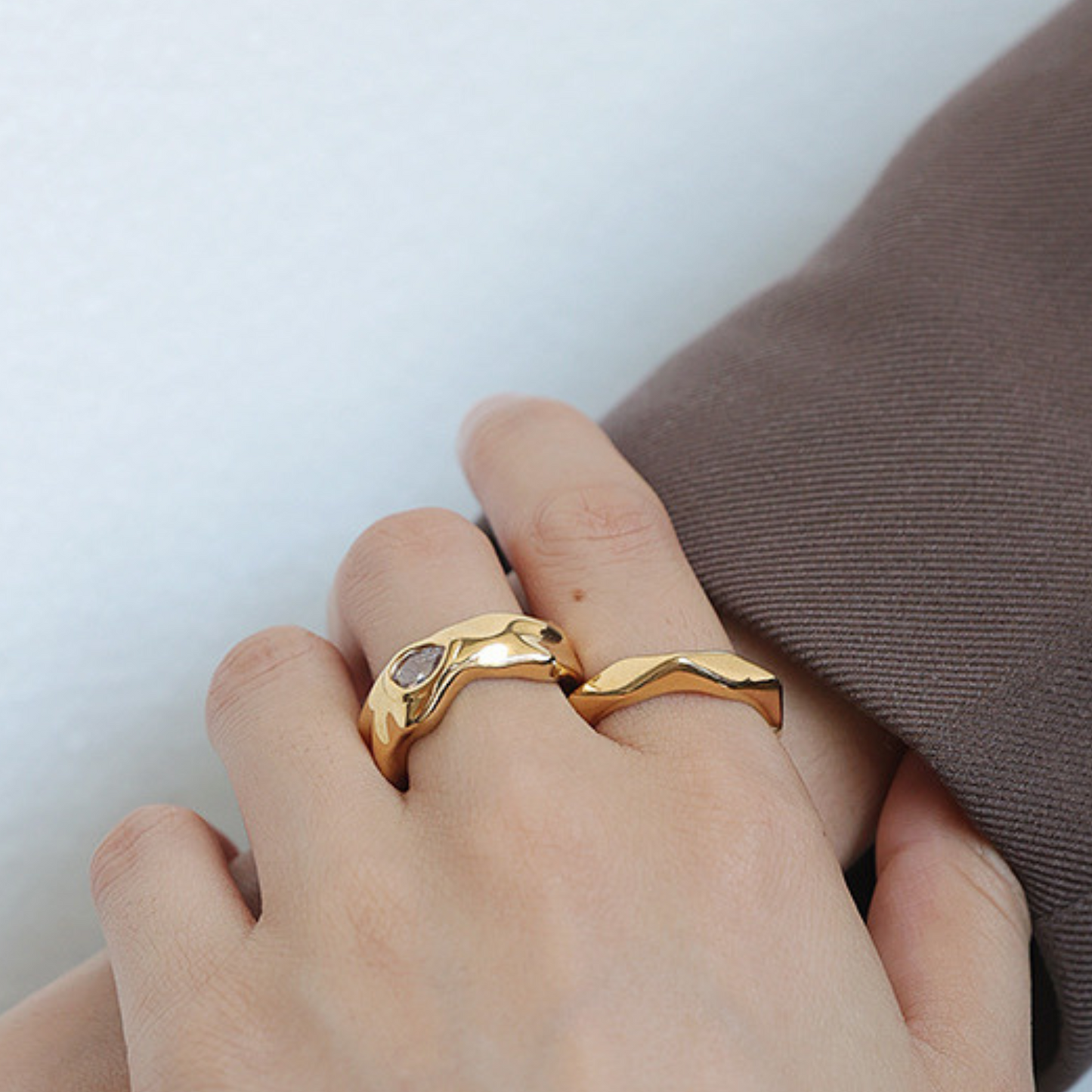 18K Gold Plated Hexagonal Open Ring