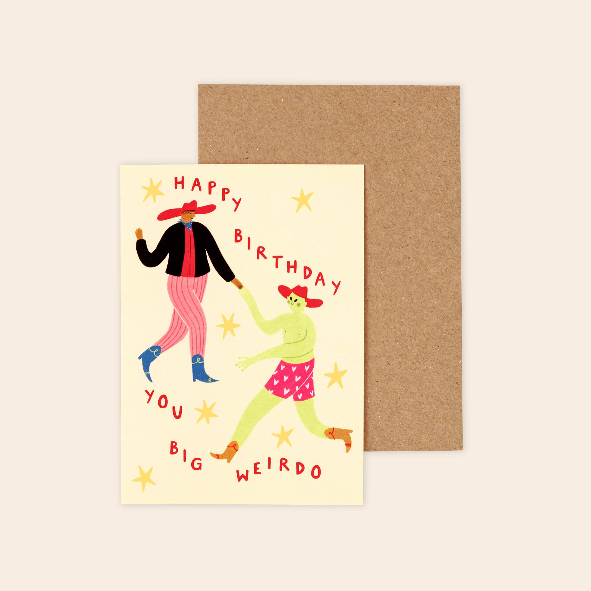 Big Weirdo Birthday Card | Funny Card With Alien And Cowboy