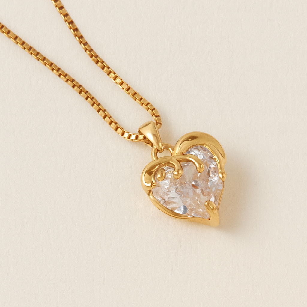 18k Gold Plated Drippy Heart Necklace
