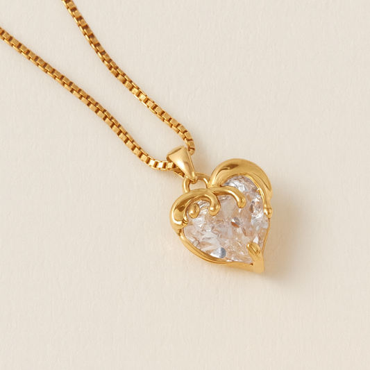 18k Gold Plated Drippy Heart Necklace