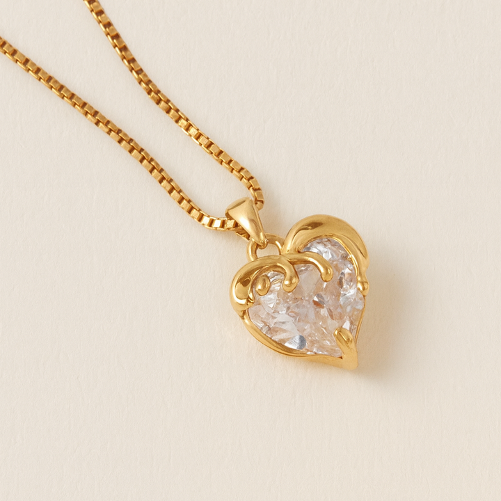 18k Gold Plated Drippy Heart Necklace