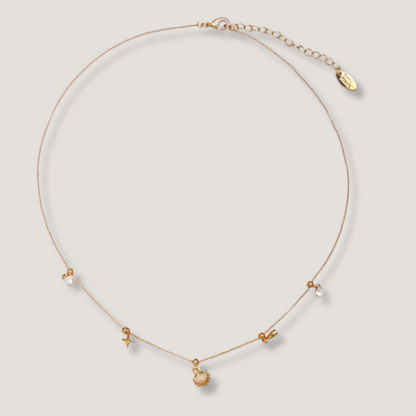 Gold Charm Necklace with Shell