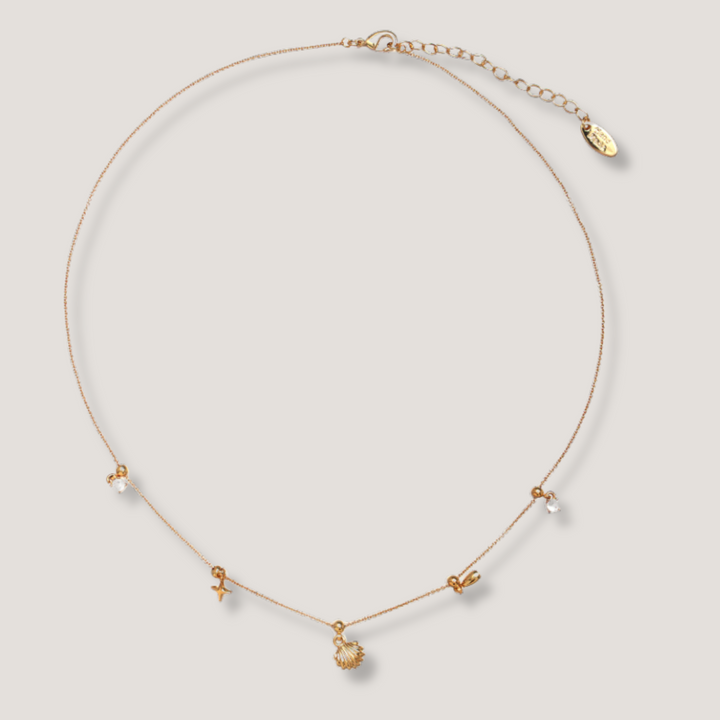 Gold Charm Necklace with Shell